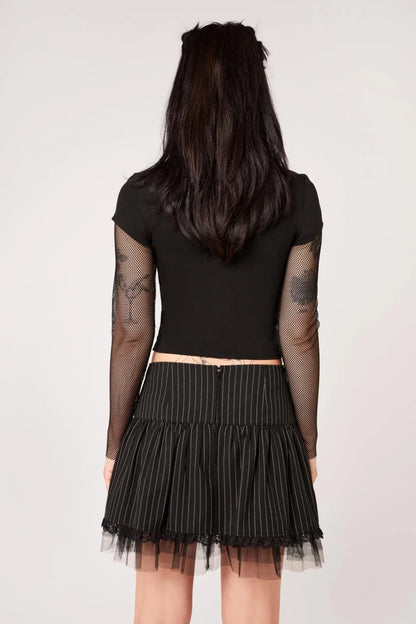 Quinzel C Pinstripe Skirt - Skirts - Hell Bunny