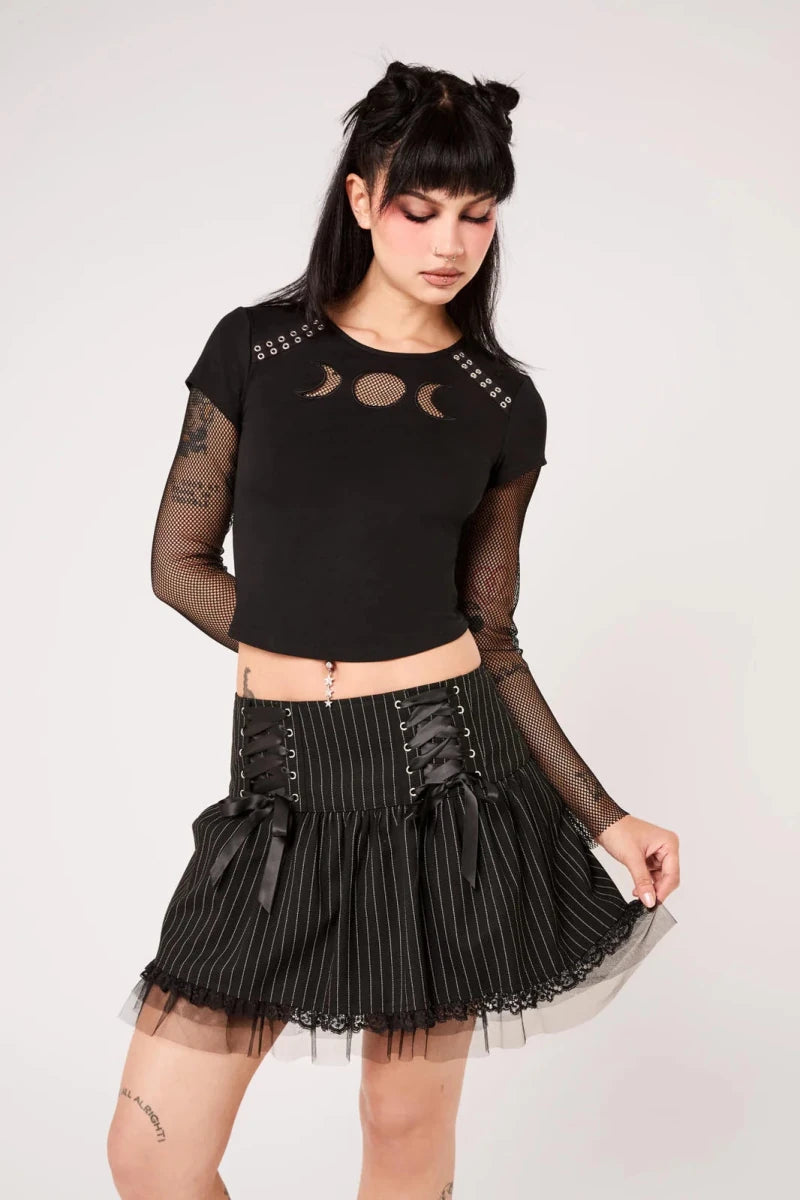 Quinzel C Pinstripe Skirt - Skirts - Hell Bunny