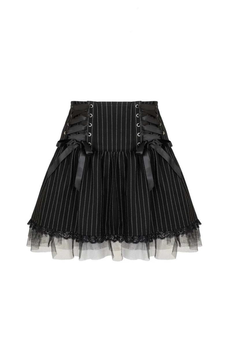 Quinzel C Pinstripe Skirt - Skirts - Hell Bunny