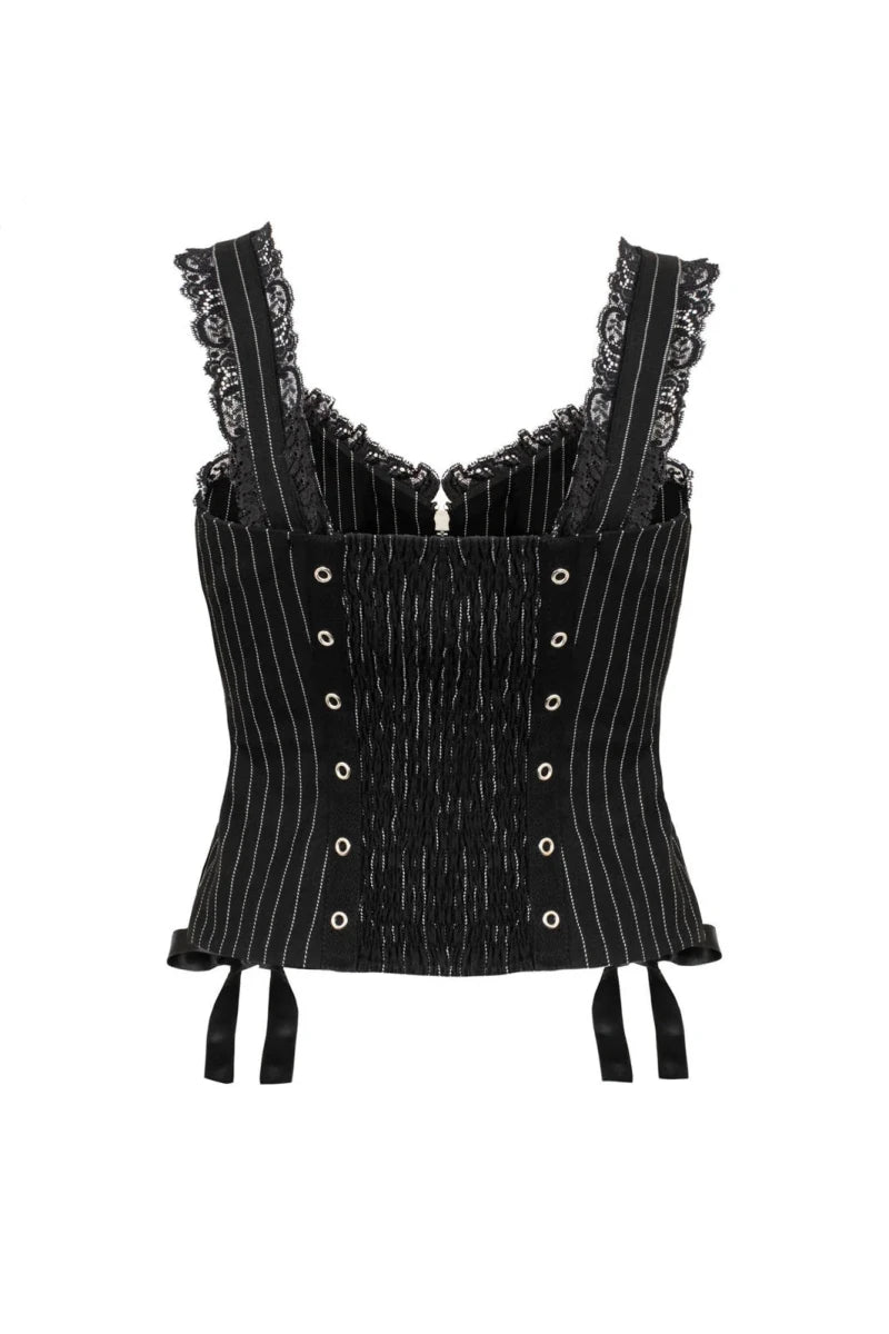 Quinzel C Pinstripe Top - Tops - Hell Bunny