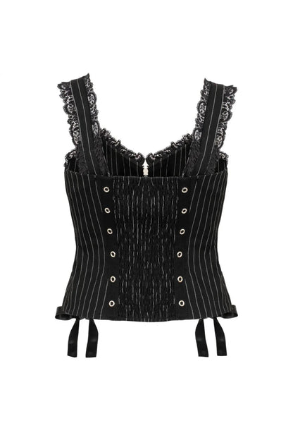 Quinzel C Pinstripe Top - Tops - Hell Bunny
