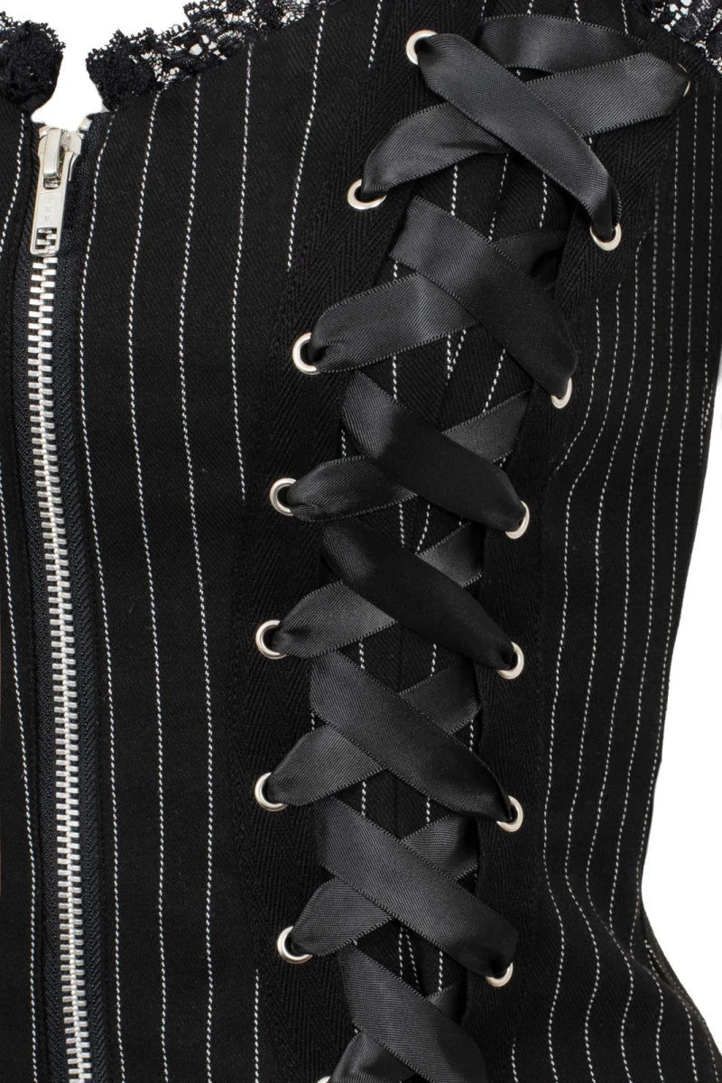 Quinzel C Pinstripe Top - Tops - Hell Bunny