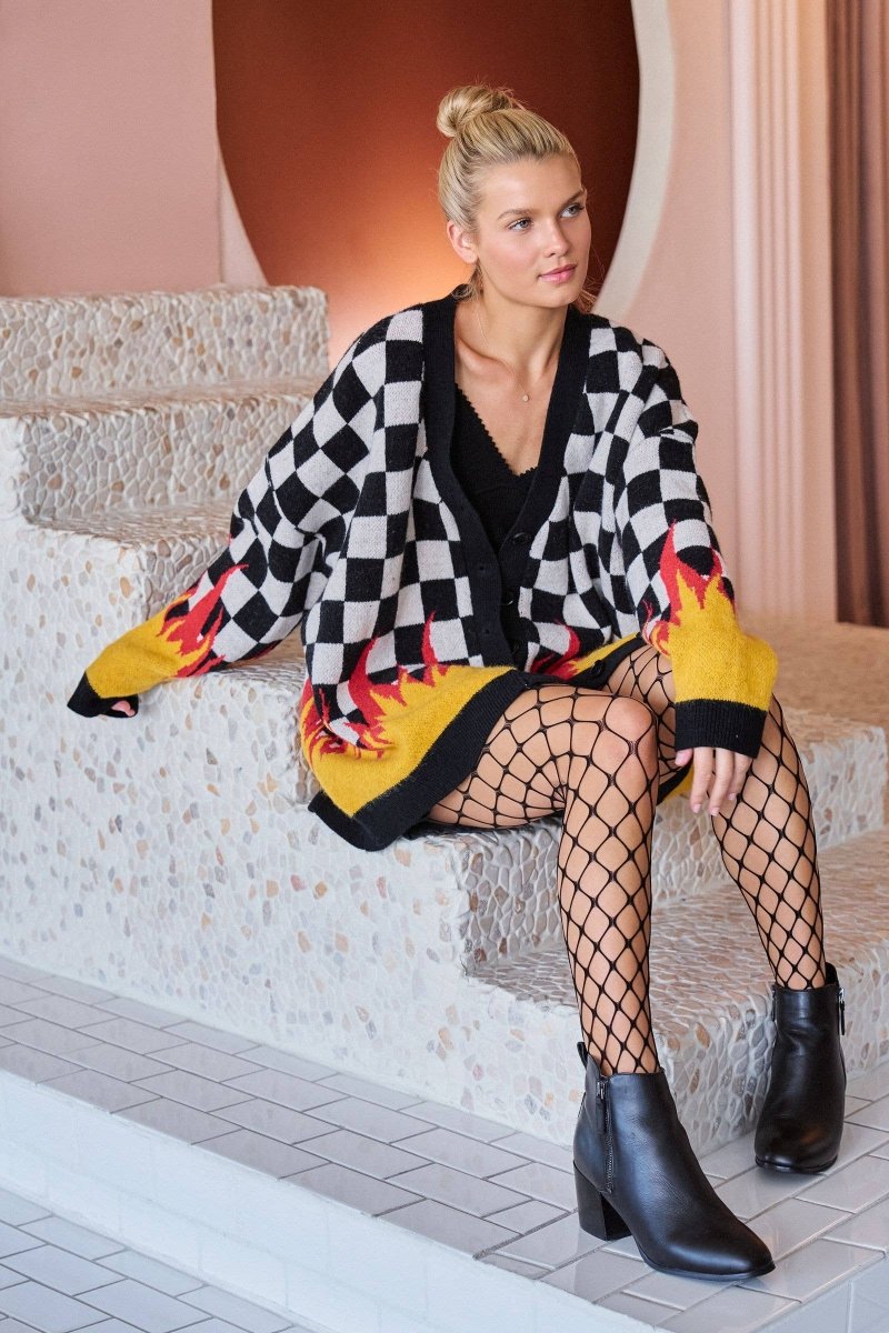 RACING FLAME KNIT CARDIGAN - JADE BY JANE