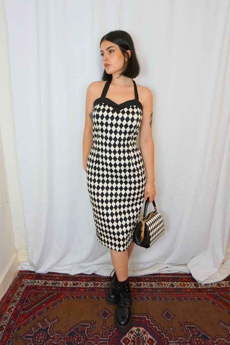 Rhona Harlequin Pencil Dress - Dresses - Banned