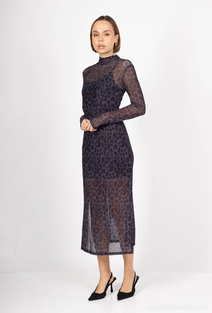 Leopard Mesh Dress