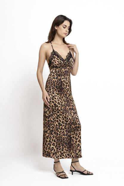 Leopard & Lace Slip Dress