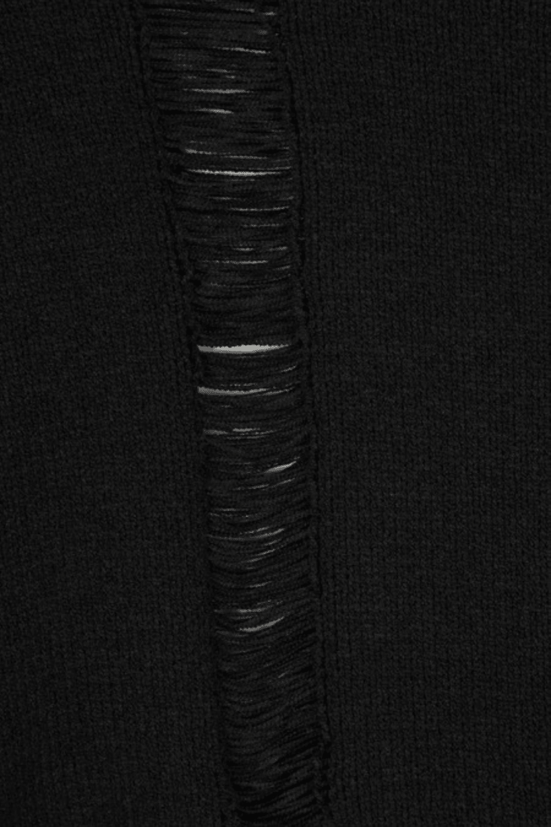 Rosalie Black Shredded Jumper - Sweaters - Third Identity