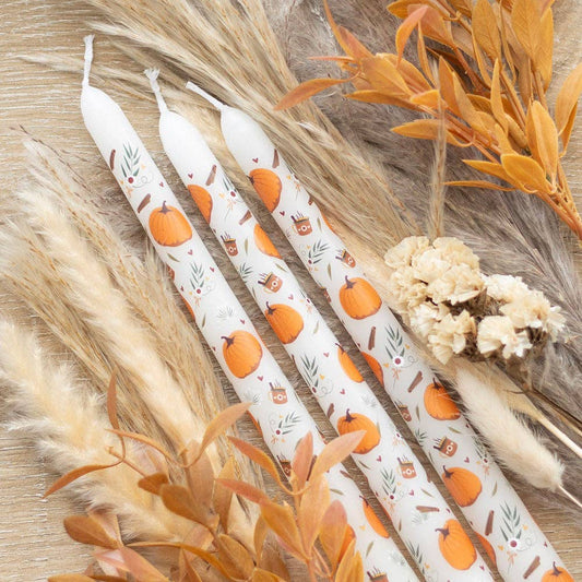 Set of 3 Autumn Pumpkin Taper Candles - Something Different Wholesale Europe