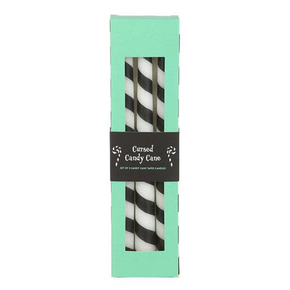 Set of 3 Black Candy Cane Taper Candles - Something Different Wholesale Europe