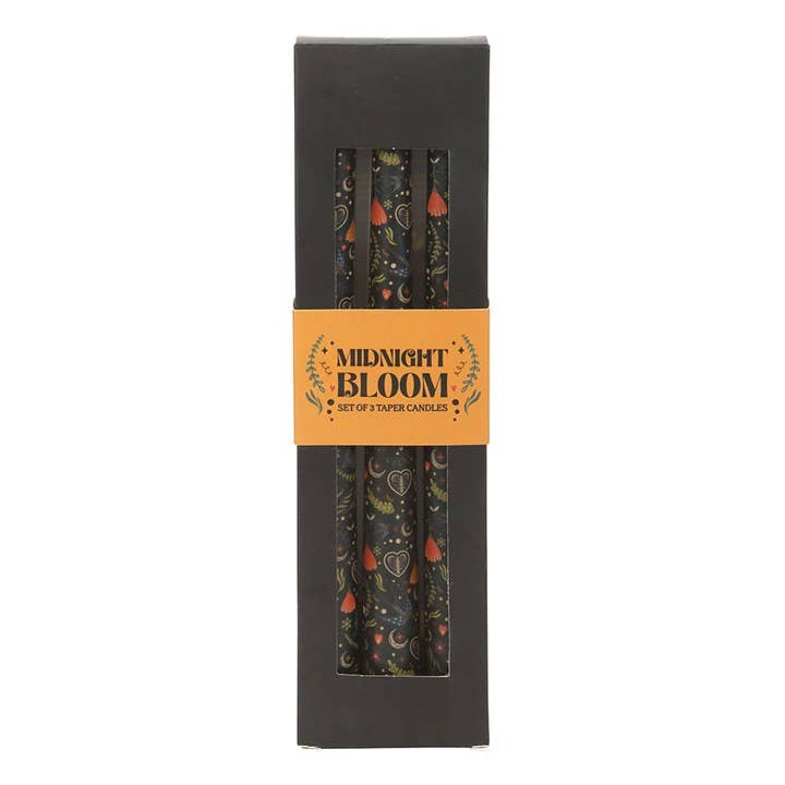 Set of 3 Black Midnight Print Taper Candles - Something Different Wholesale Europe
