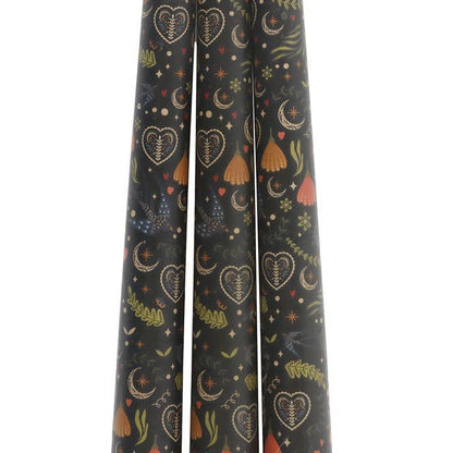 Set of 3 Black Midnight Print Taper Candles - Something Different Wholesale Europe