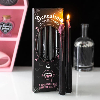 Set of 4 Pink Vampire Tears Taper Candles - Deco - Something Different Wholesale Europe
