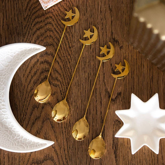 Set of 4 Star and Moon Teaspoons - Something Different Wholesale Europe