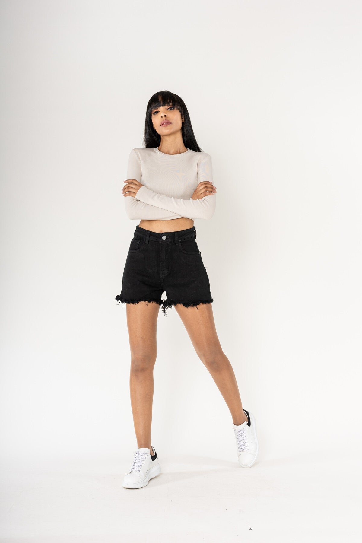 Black Frayed Shorts