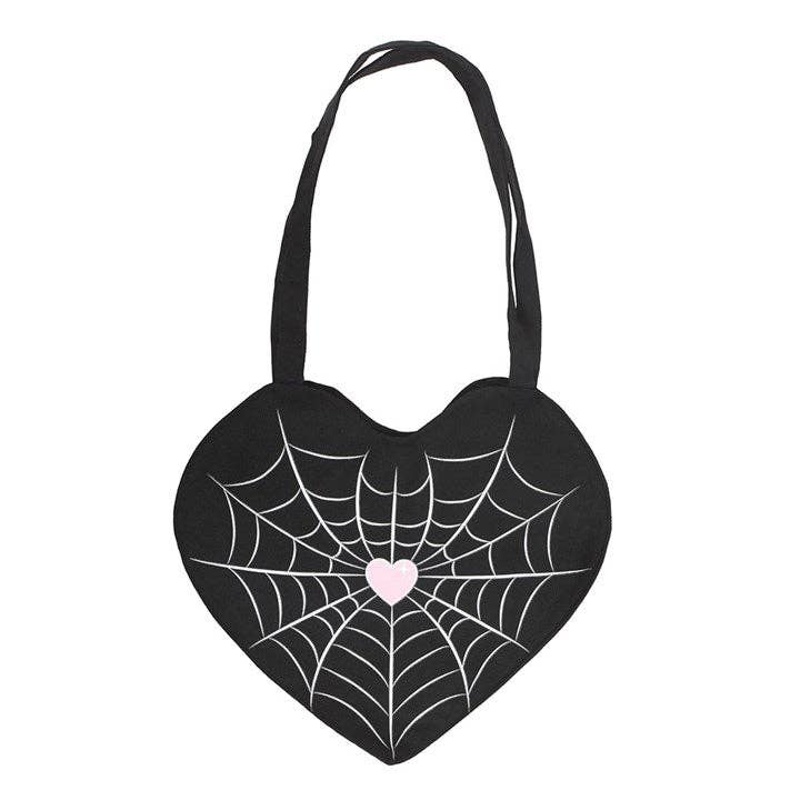 Spiderweb Heart Satin Tote Bag - Something Different Wholesale Europe