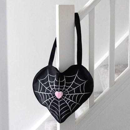 Spiderweb Heart Satin Tote Bag - Something Different Wholesale Europe
