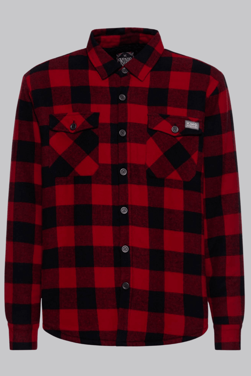 Teddy Lining Black & Red Plaid Shirt - Jackets - KING KEROSIN