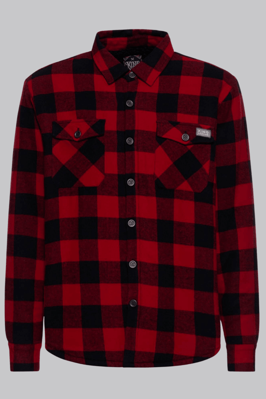 Teddy Lining Black & Red Plaid Shirt - Jackets - KING KEROSIN