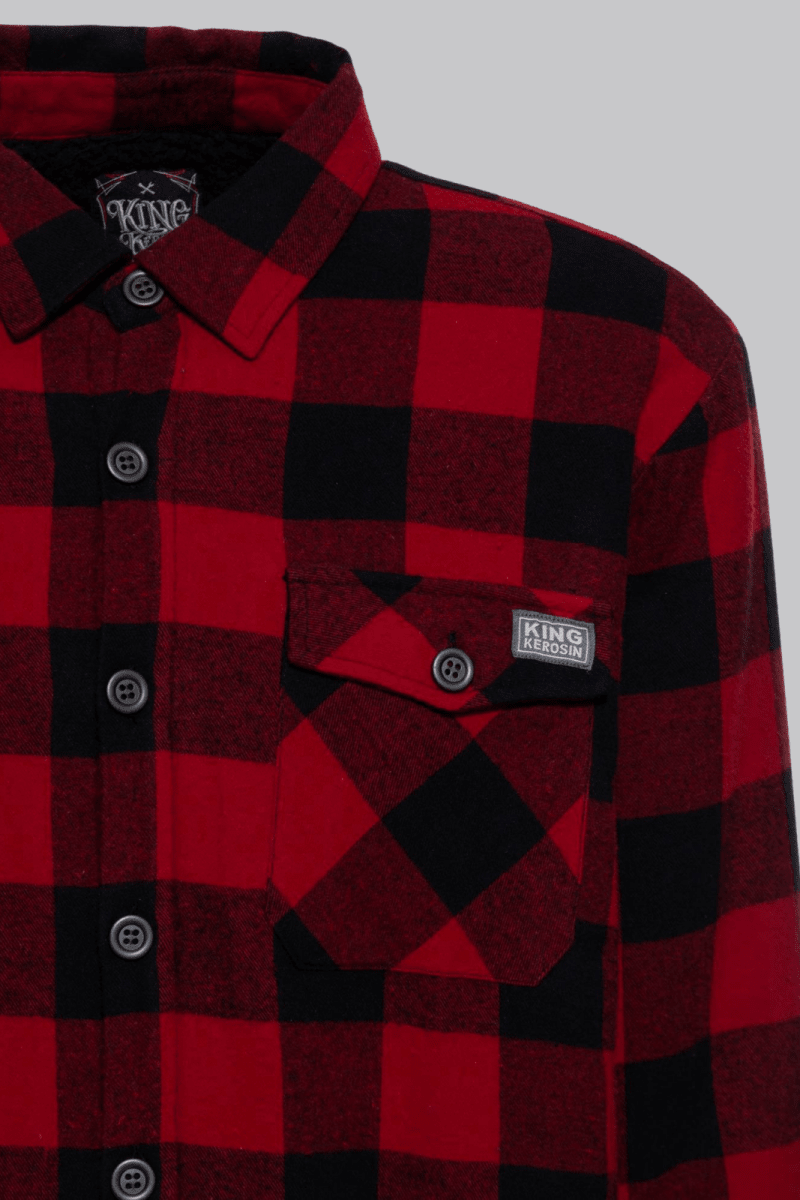 Teddy Lining Black & Red Plaid Shirt - Jackets - KING KEROSIN