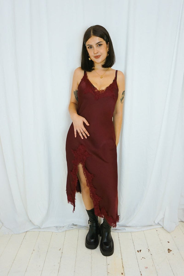 The Vesper Slip Dress Burgundy - Dresses - HOB