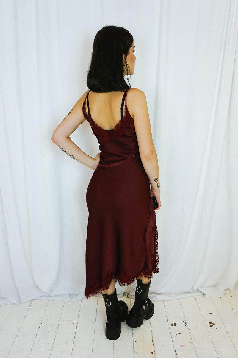 The Vesper Slip Dress Burgundy - Dresses - HOB