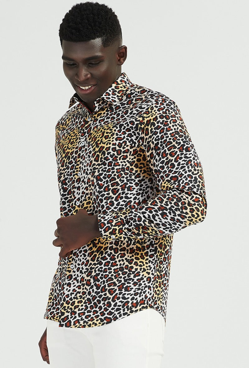 Leopard Print Men's Fancy Shirt