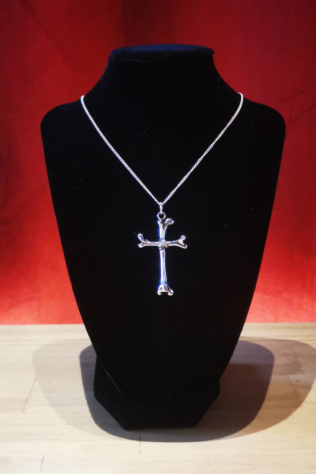 Bone Cross Voodoo Necklace Silver