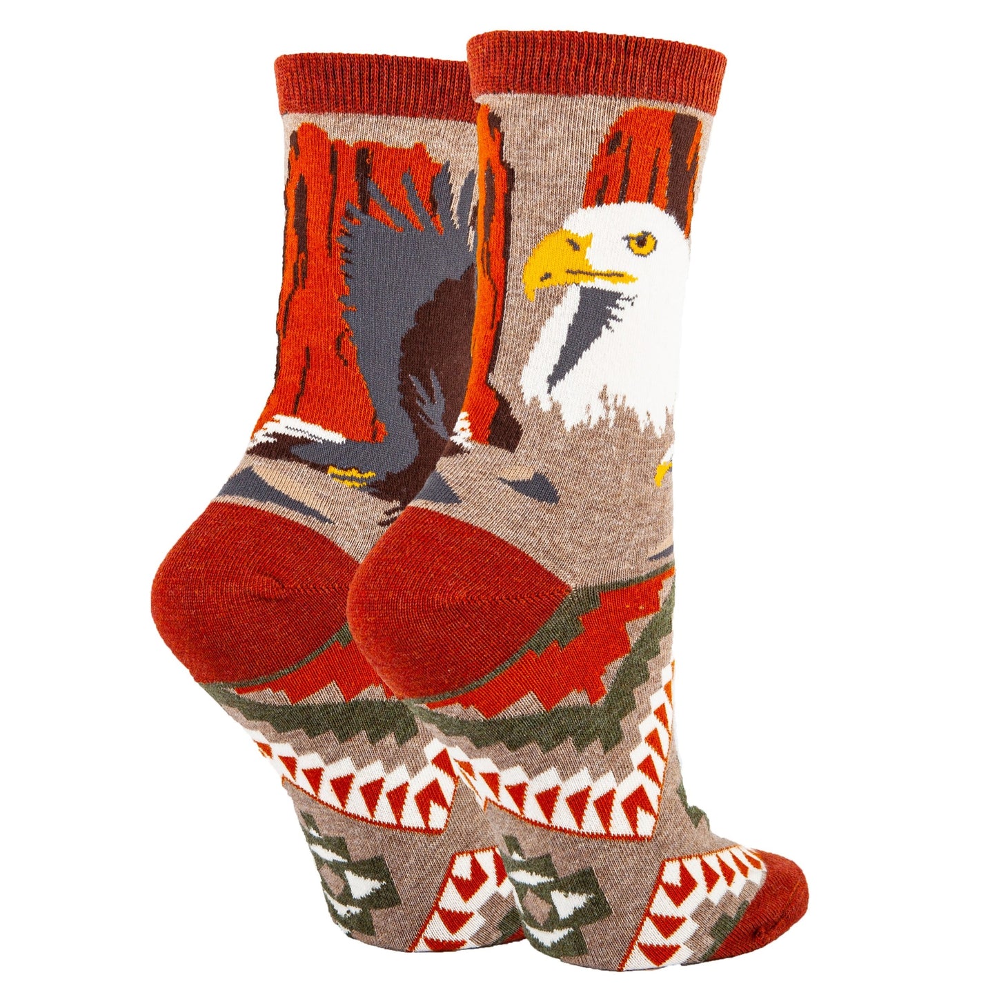 Socks eagle beige green red western