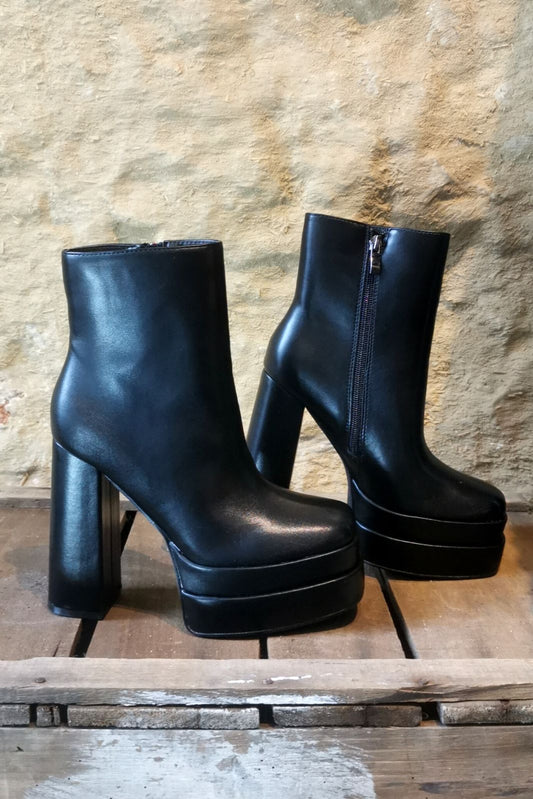 70s black heel boots