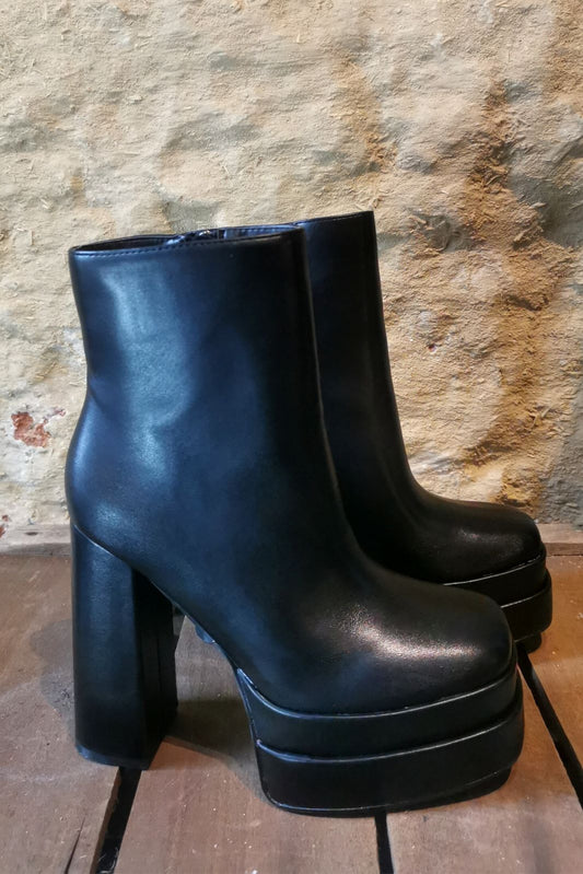 70s black heel boots
