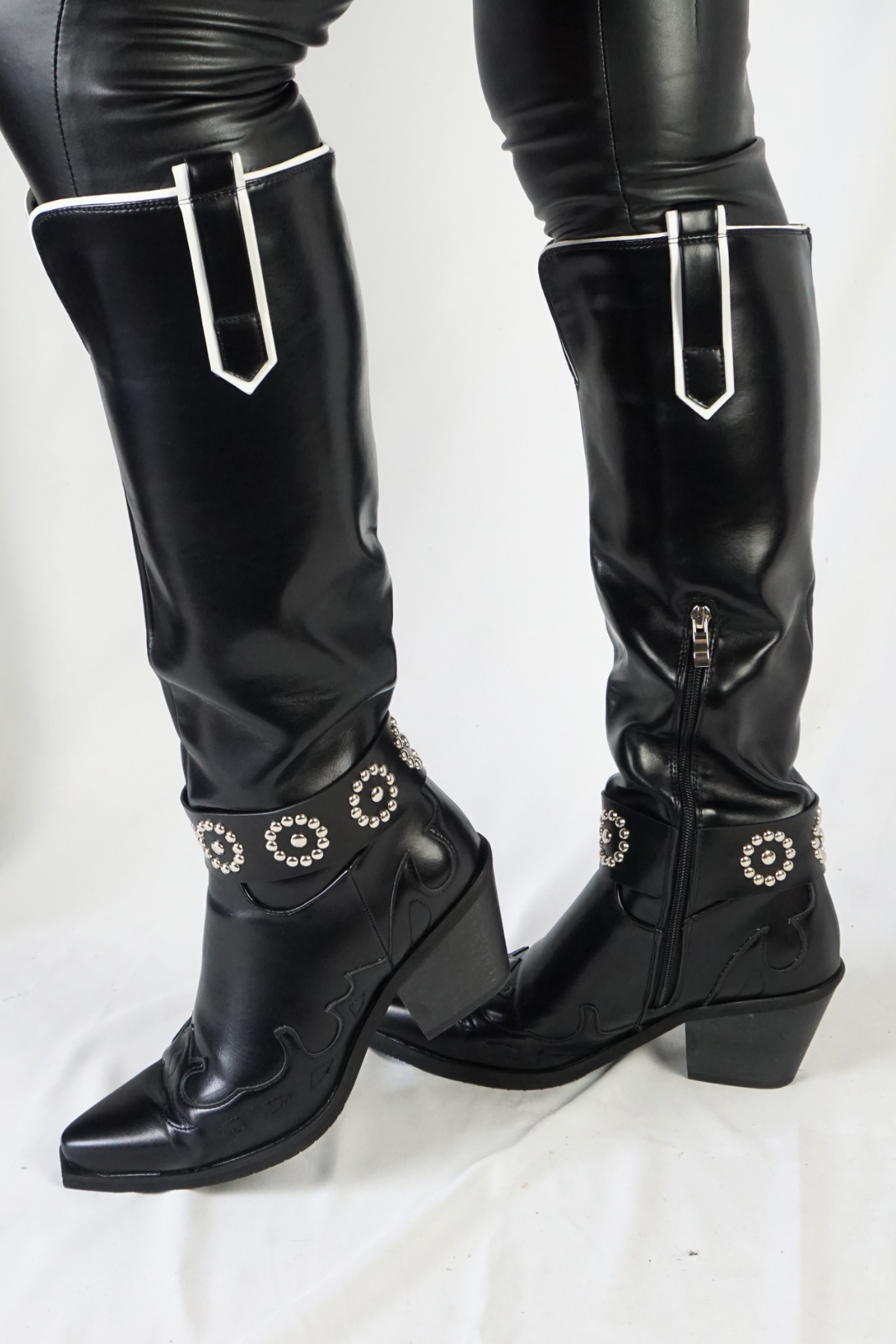 Black white silver cowboy boots western boots