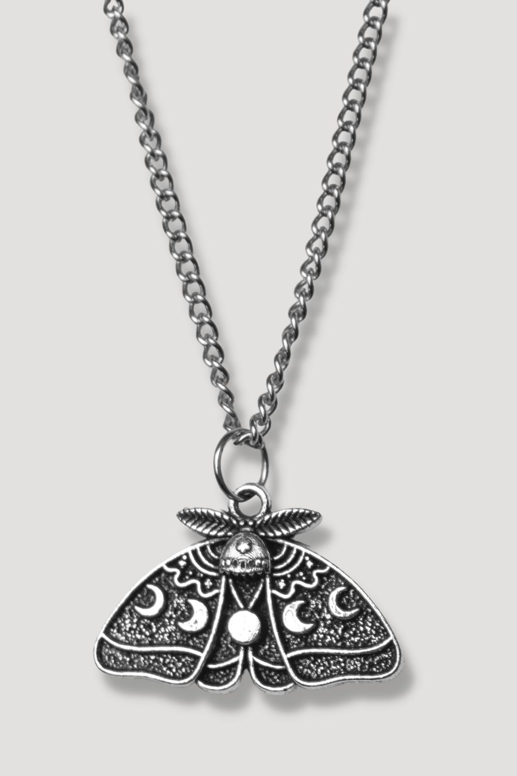 Silver death moth jewelry necklace gothic