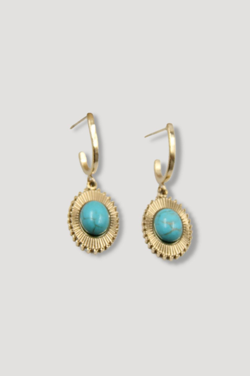 Earrings gold turquoise stone