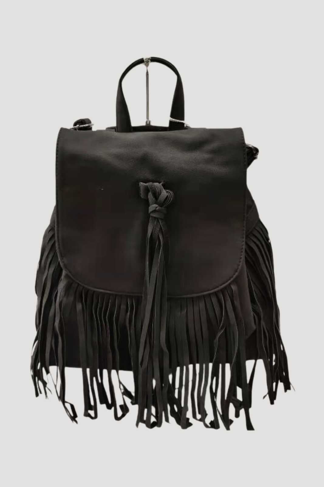Black fringed backpack