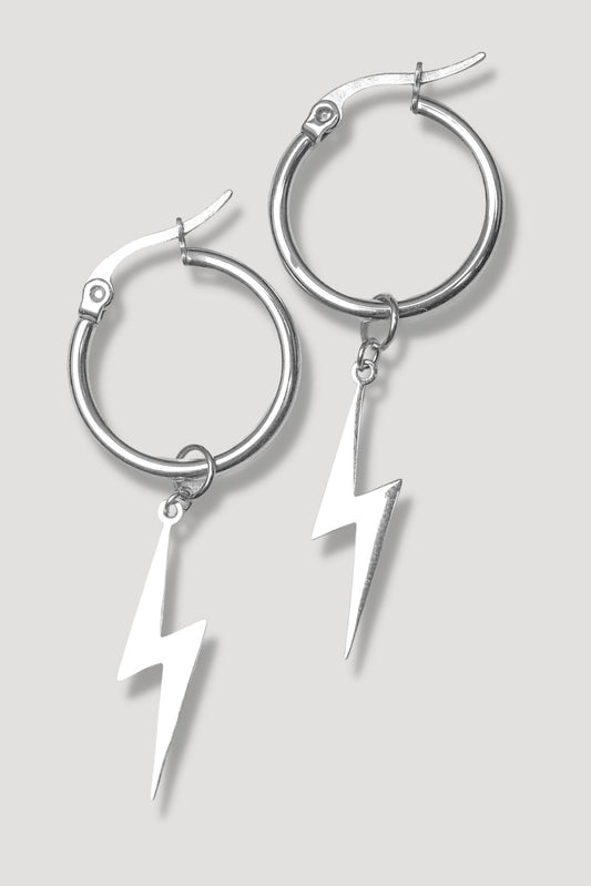 Silver lightning earrings hoop