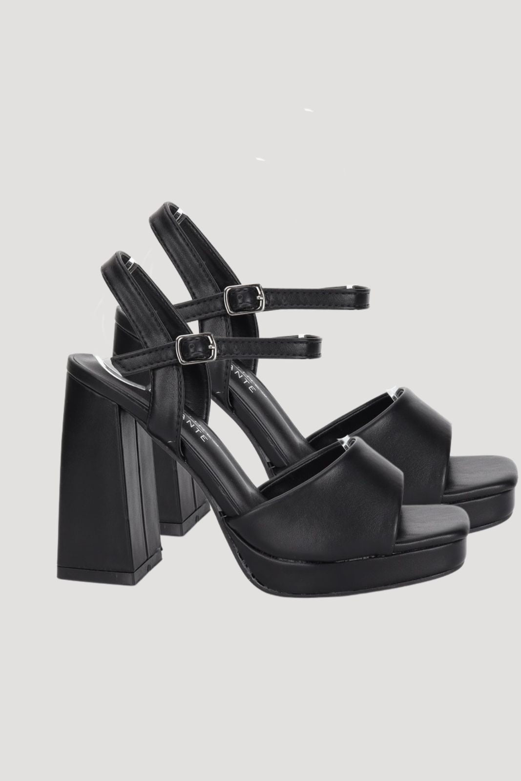 Black open sandals 70s heel faux leather