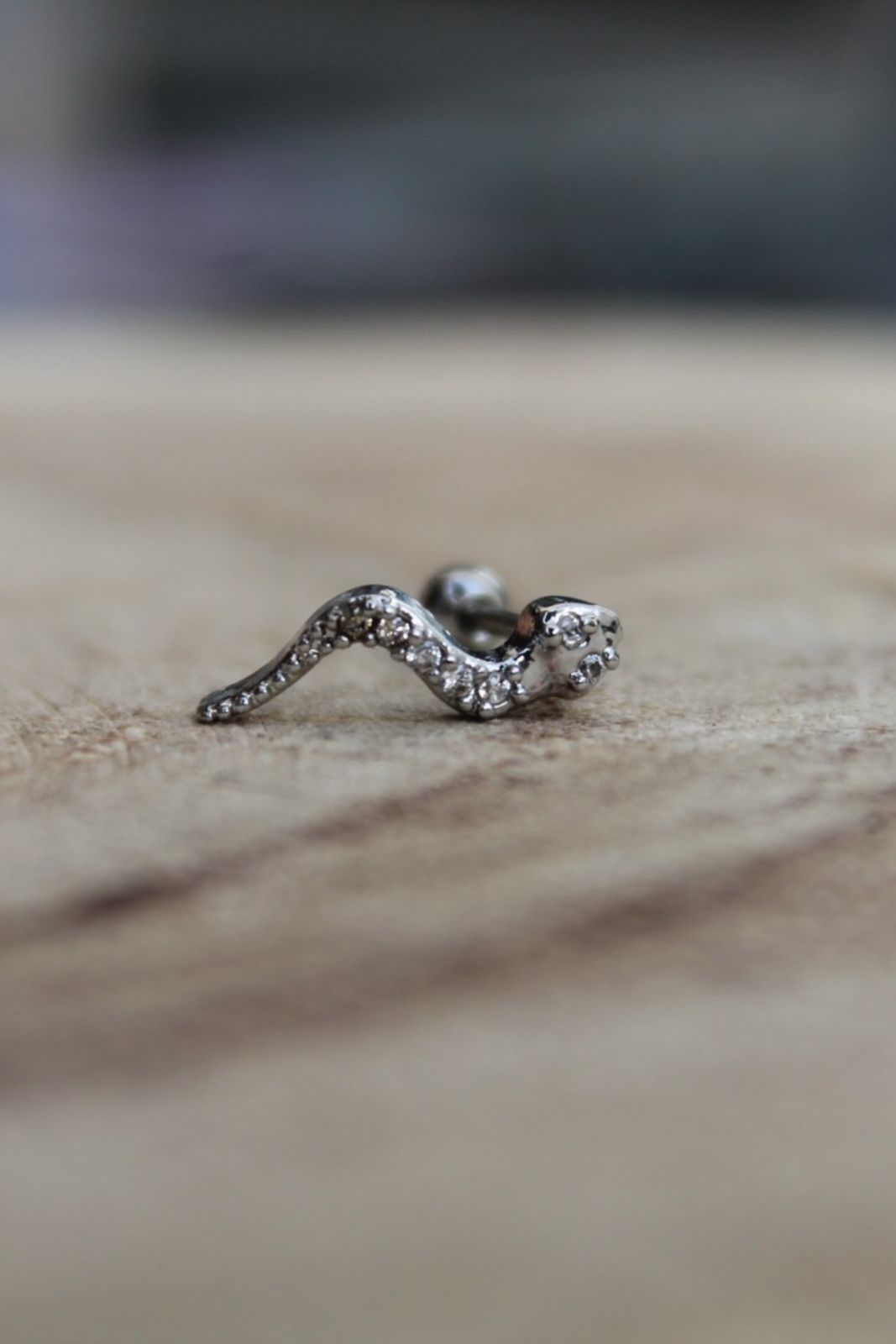 Silver snake earring