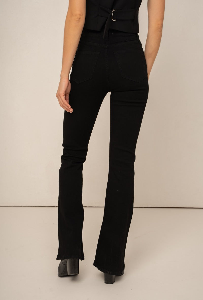 Black high waisted bootcut trousers
