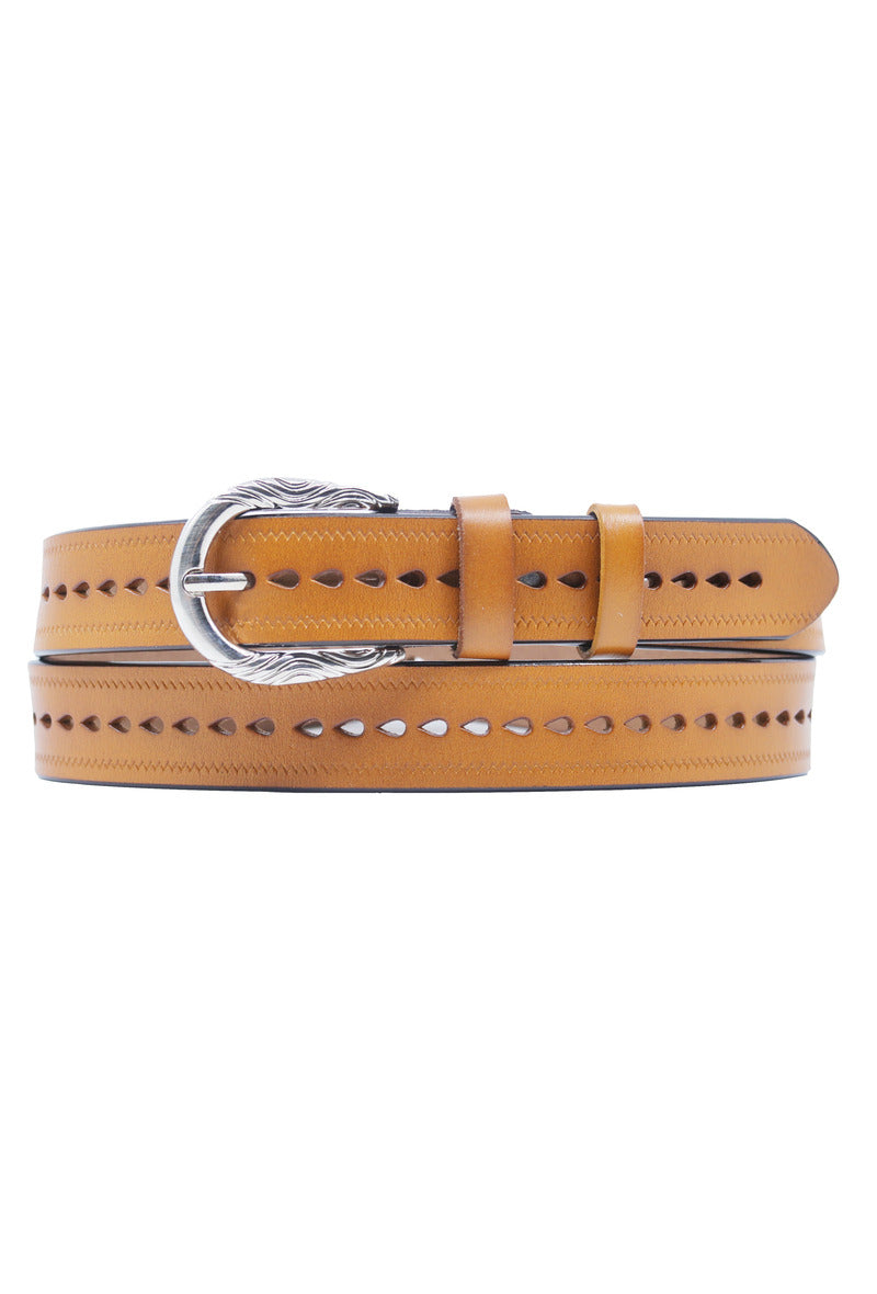 perforated western belt light brown silver buckle rock 'n roll accessories